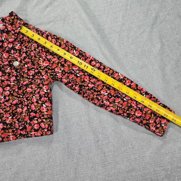 Social Standard by Sanctuary Girls 10/12 Cropped Denim Pink Fall Floral Jacket - Picture 5 of 12